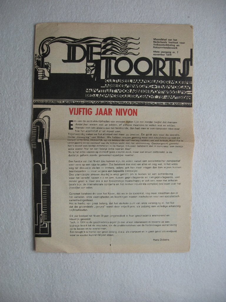 De Toorts - Vijftig Jaar Nivon (november 1974), Ophalen of Verzenden, 1960 tot 1980, Nederland, Krant