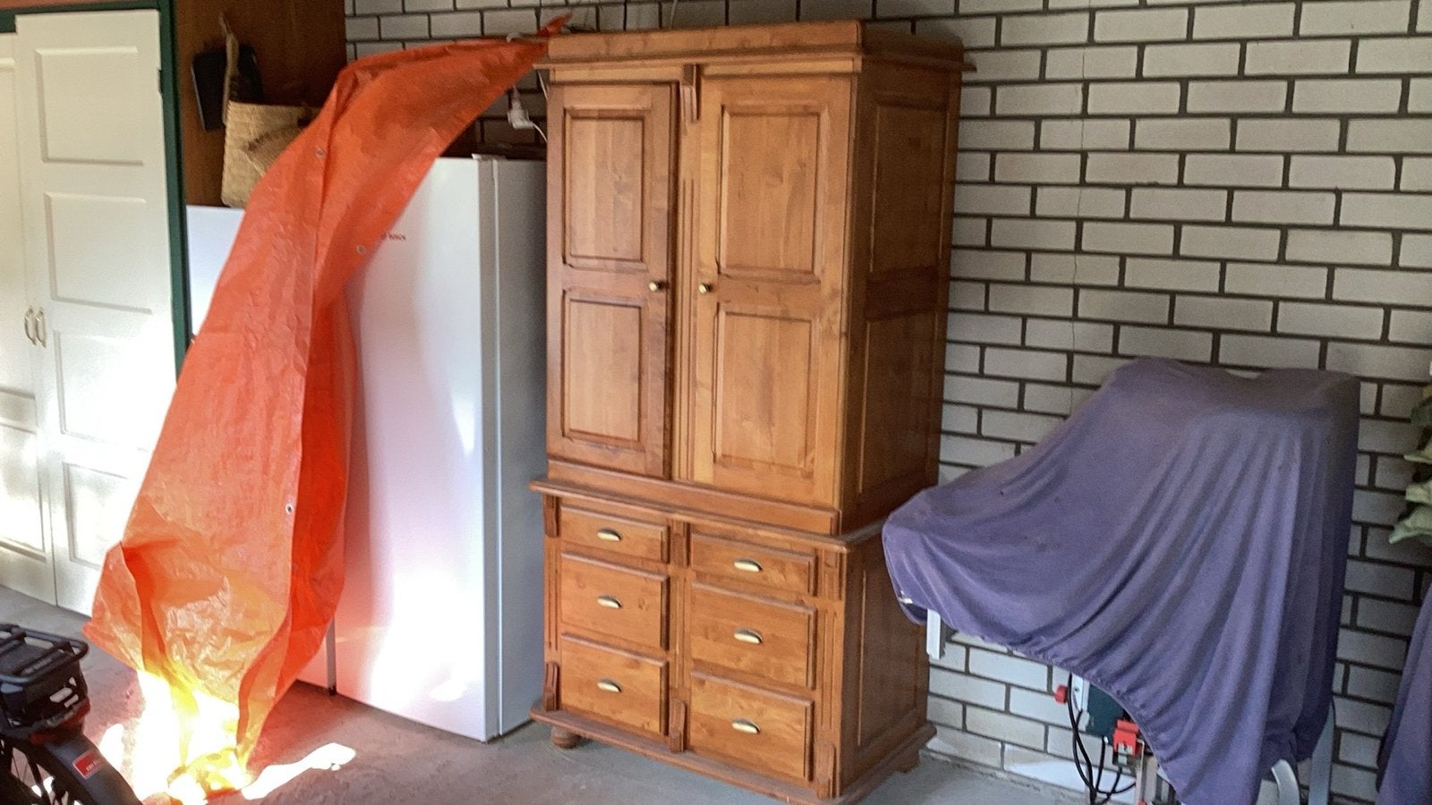 Massief houten kast met lades en deuren, Ophalen, Gebruikt, 100 tot 150 cm, Kast van het Kabinet uit Bunnik