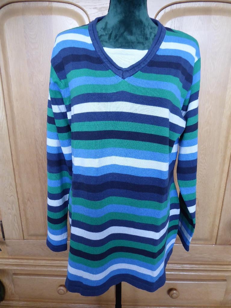 nr. 2628 - trui - blauw/groen/wit - maat 42/44, Blauw, Maat 42/44 (L), Ulla Popken, Ophalen of Verzenden