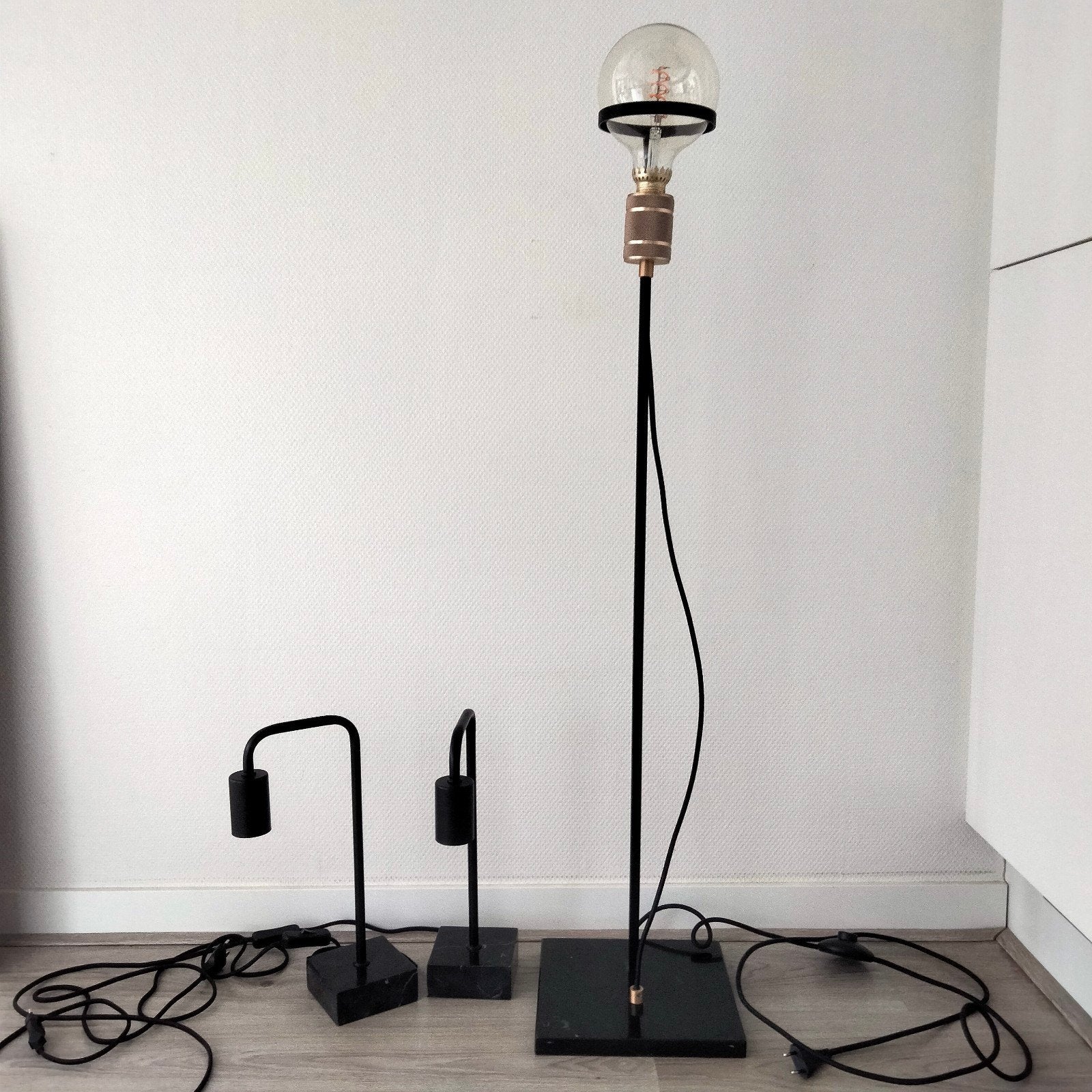 Set van 2 Lucide Lorin tafellampen en 1 Ottelien vloerlamp, Ophalen, 150 tot 200 cm