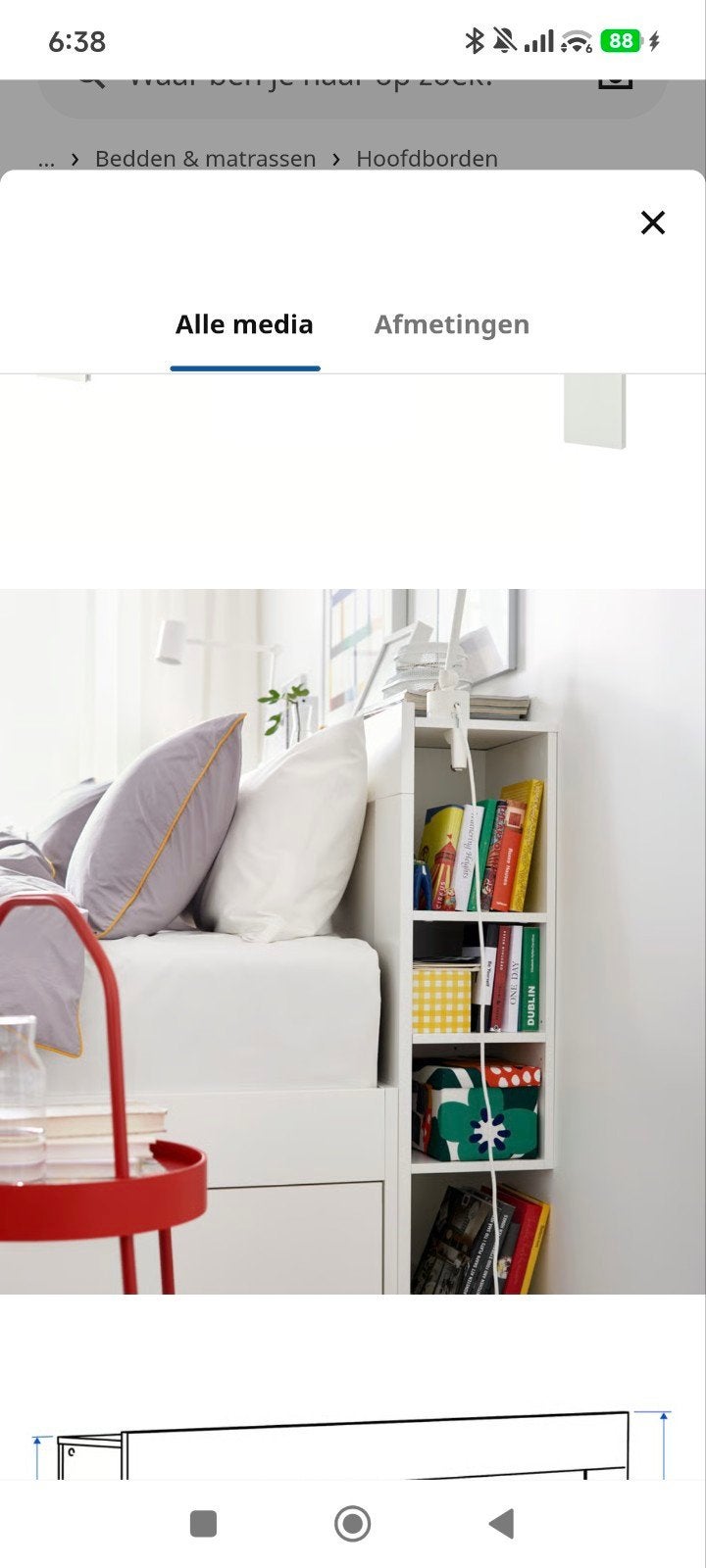 IKEA Brimnes hoofdeinde met opbergruimte, wit, Huis en Inrichting, Slaapkamer | Bedden, Ophalen, Gebruikt, Modern, functioneel