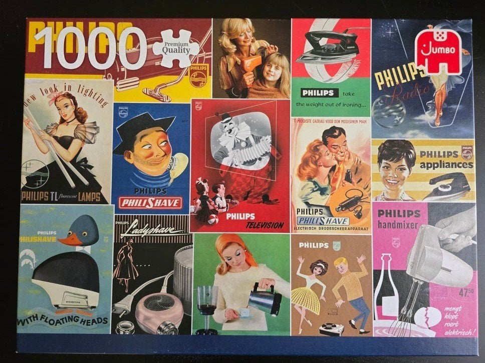 Jumbo Legpuzzel Philips Reclame Vintage 1000 stukjes, Ophalen of Verzenden, 500 t/m 1500 stukjes, Gebruikt, Legpuzzel