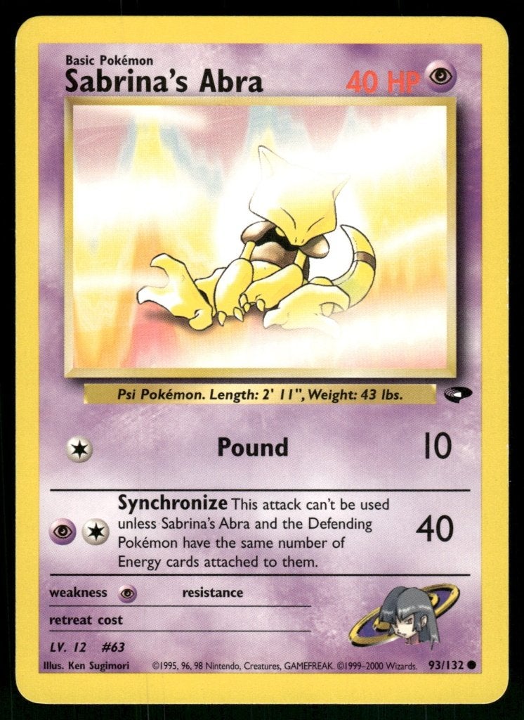 Sabrina's Abra 93/132 - Gym Challenge (NM), Verzenden, Gebruikt