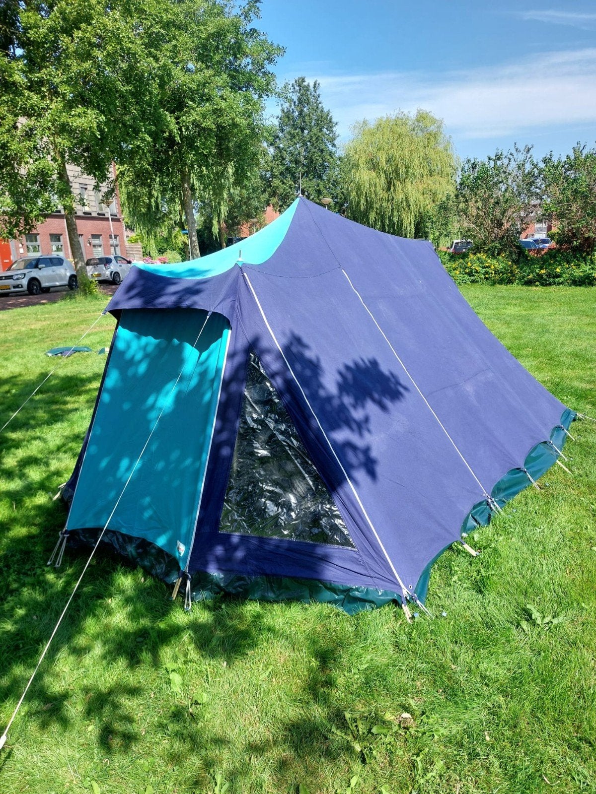 Ruime High Peak tent met luifel ( katoen), Caravans en Kamperen, Tenten, Ophalen, Gebruikt