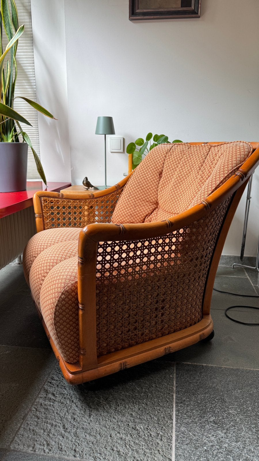 Rotan Giorgetti design fauteuil, Huis en Inrichting, Fauteuils, Ophalen, Zo goed als nieuw, 50 tot 75 cm, Riet of Rotan