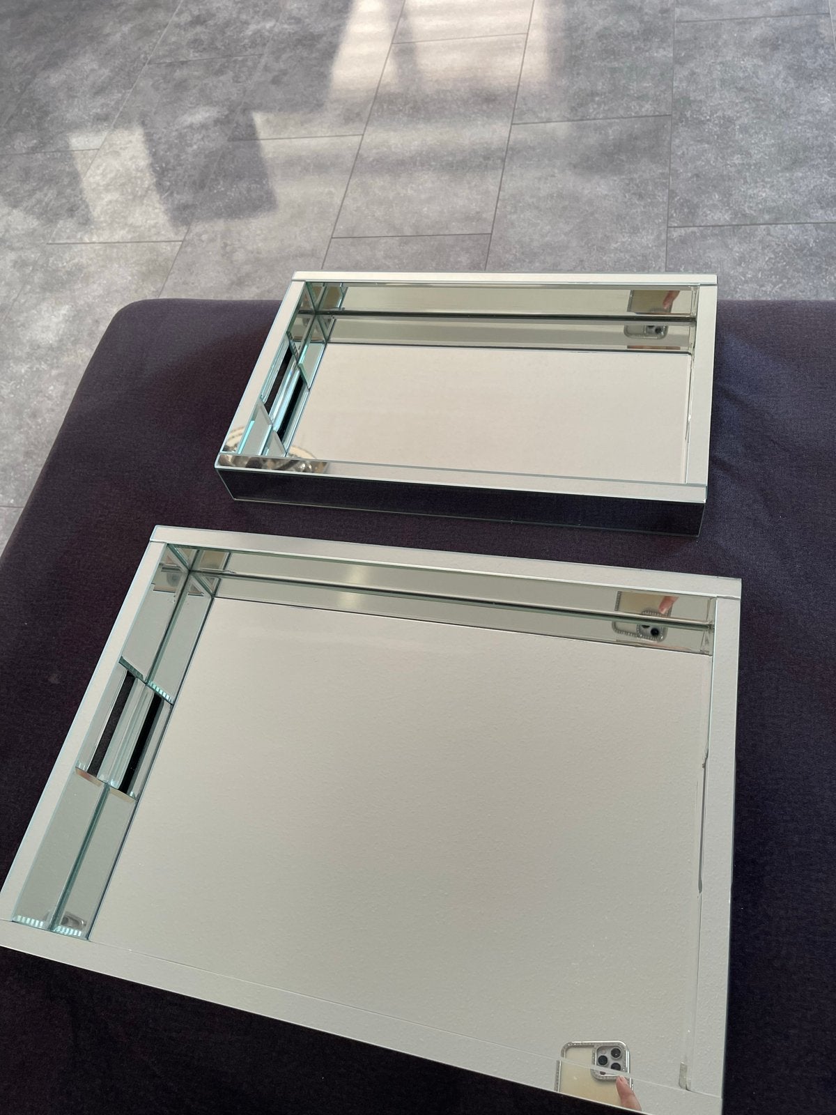 Set van 2 spiegel dienbladen - nieuw, Nieuw, Ophalen of Verzenden, Glas, Dienblad