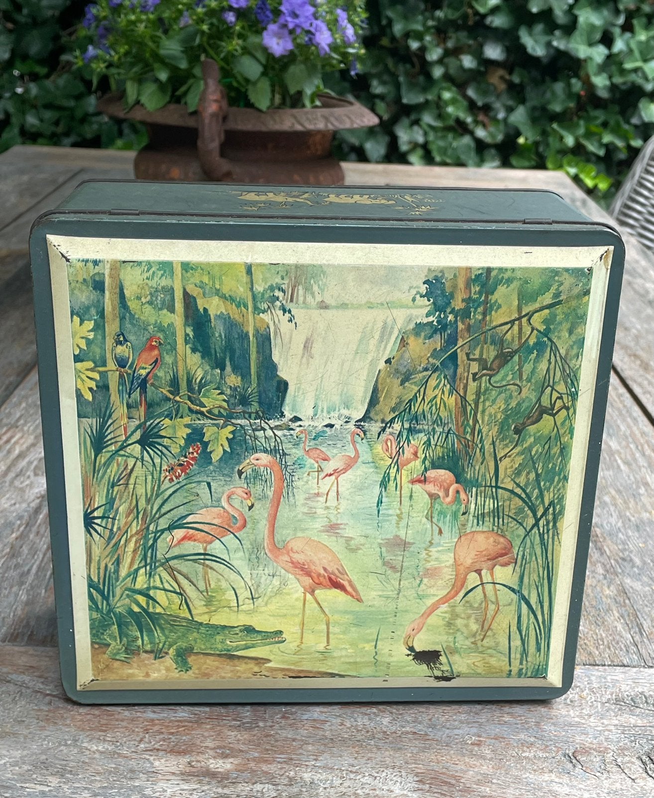 Blik Van Melle flamingo’s olifanten, Ophalen of Verzenden, Gebruikt, Overige