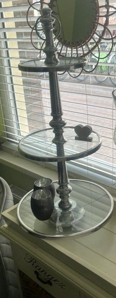 Riviera  Maison etagere + 2 RM votives (nwpr € 125), Ophalen, Gebruikt, Zilver, Overige stijlen