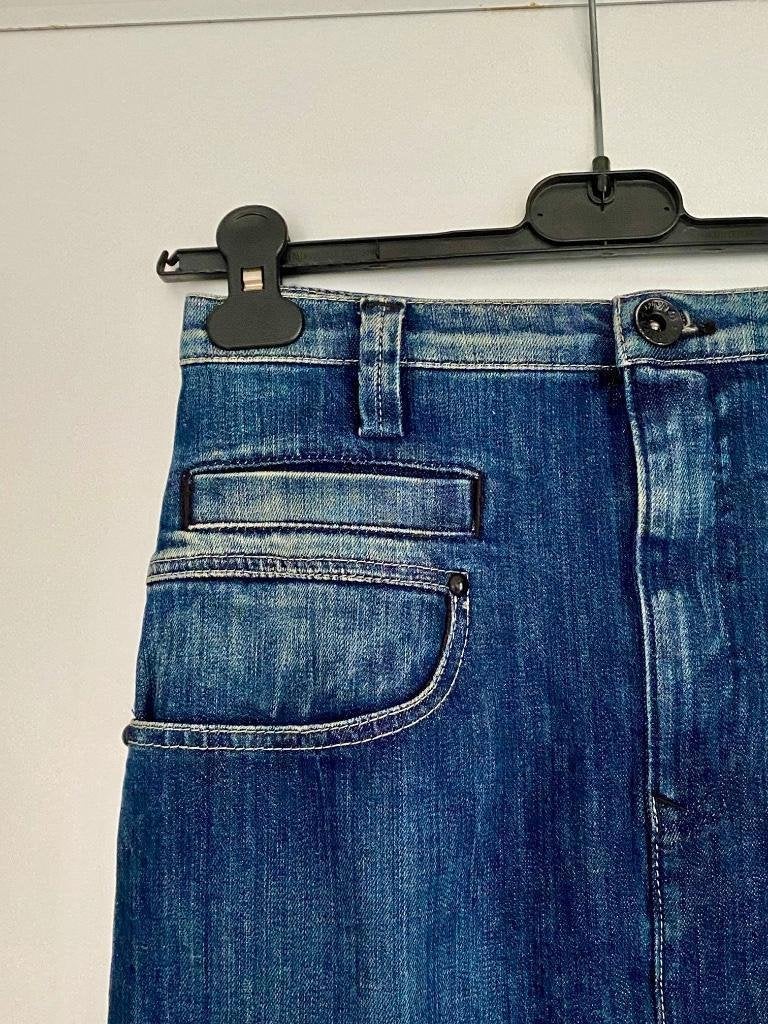 H706 Nieuw Nolita mt 36=S lange spijkerrok rok jeans spijker, Blauw, Nieuw, Ophalen of Verzenden, Knielengte