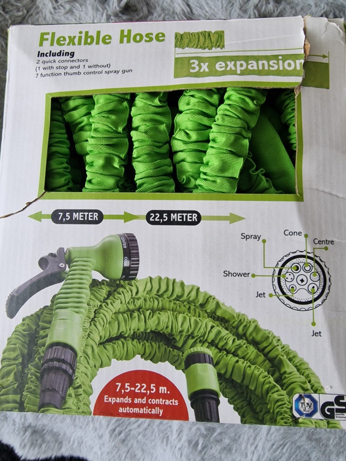 Flexibele Tuinslang 7,5-22,5m met Sproeikop en Connectors, Ophalen of Verzenden, Nieuw, Tuinslang