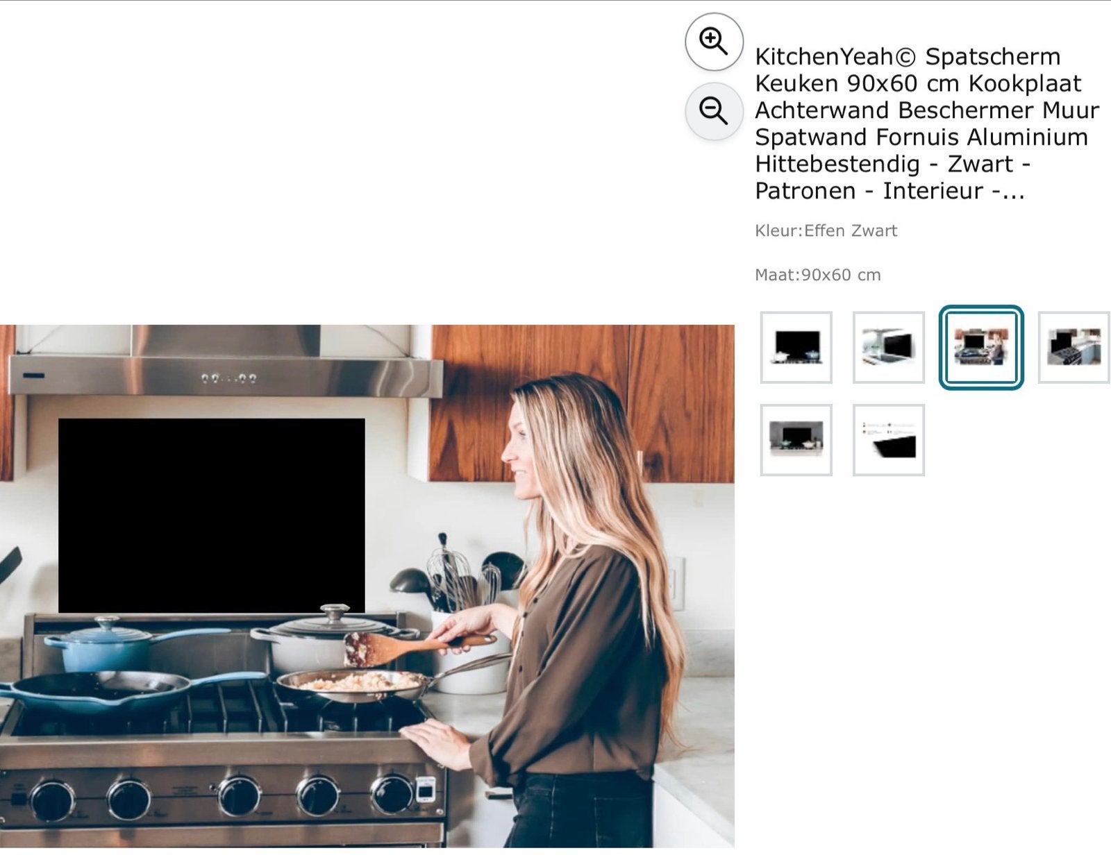 KitchenYeah Spatscherm Keuken 90x60 cm Kookplaat Zwart nieuw, Overige typen, Nieuw, Ophalen of Verzenden, Zwart