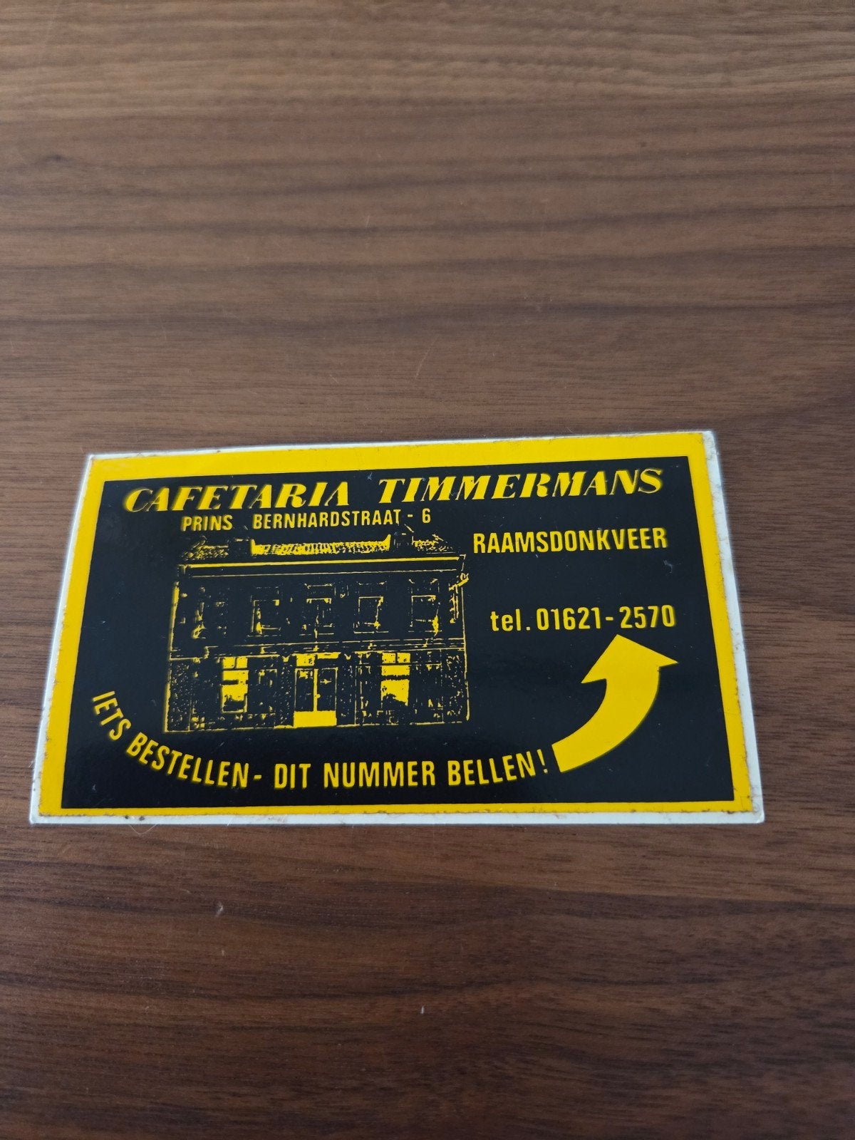 1455 Vintage Sticker Cafetaria Timmermans Raamsdonksveer 12x, Ophalen of Verzenden, Gebruikt, Overige typen