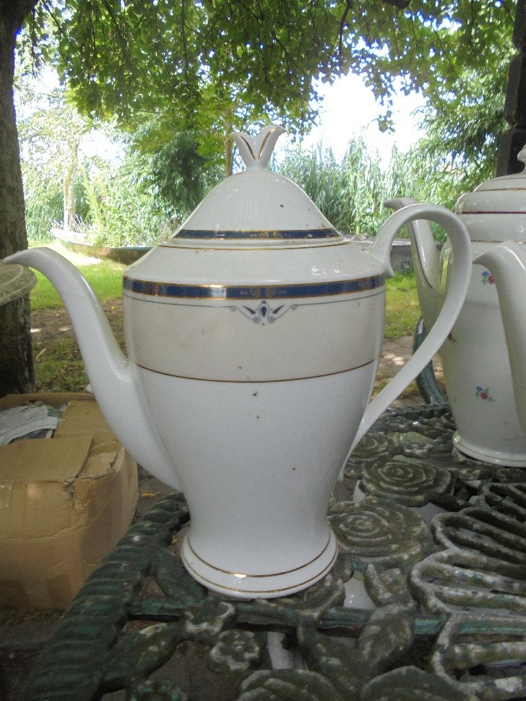 Koffiepot Heinrich Winterling Bavaria met blauwe bies - goud, Ophalen of Verzenden