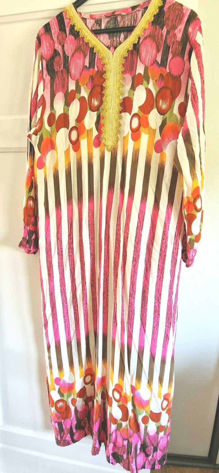 Kleurrijke Kaftan Jurk met Gouden Details - Maat L, Ophalen of Verzenden