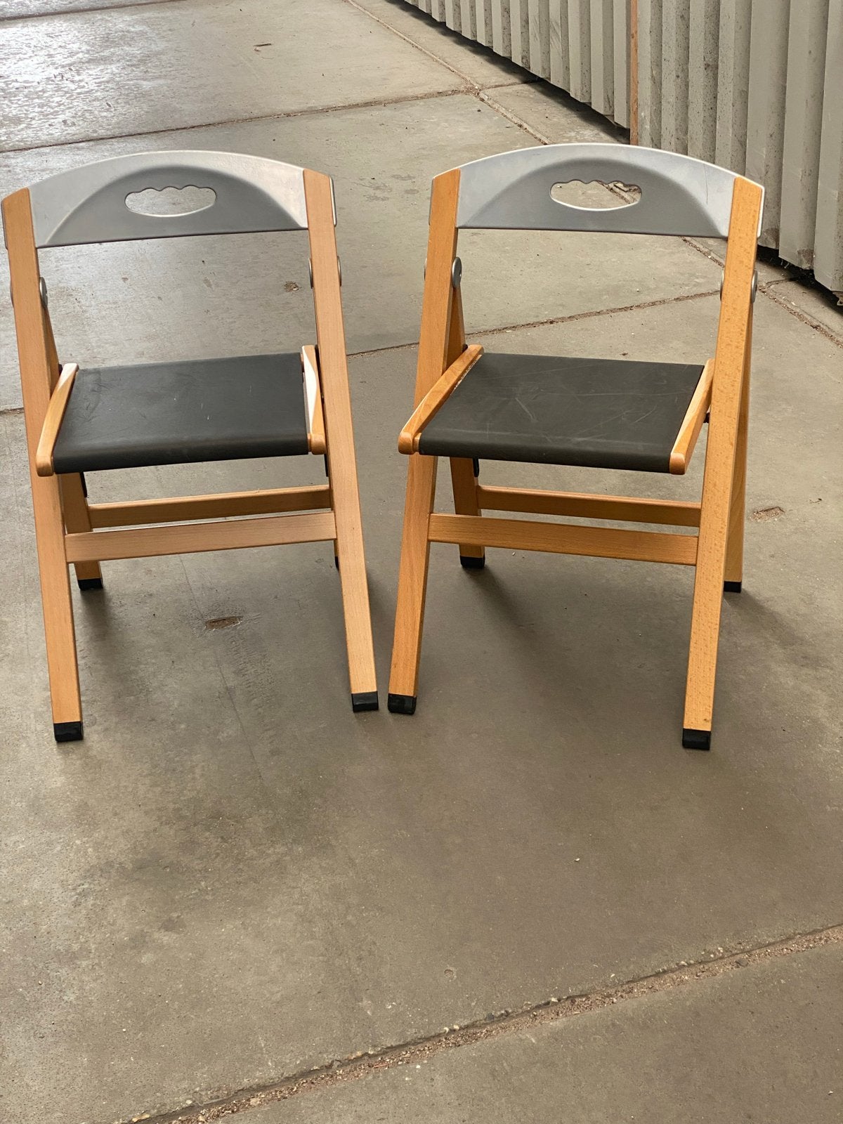 2 Foppapedretti vouwstoelen - Hout en Zwart, Ophalen, Gebruikt, Twee, Zwart