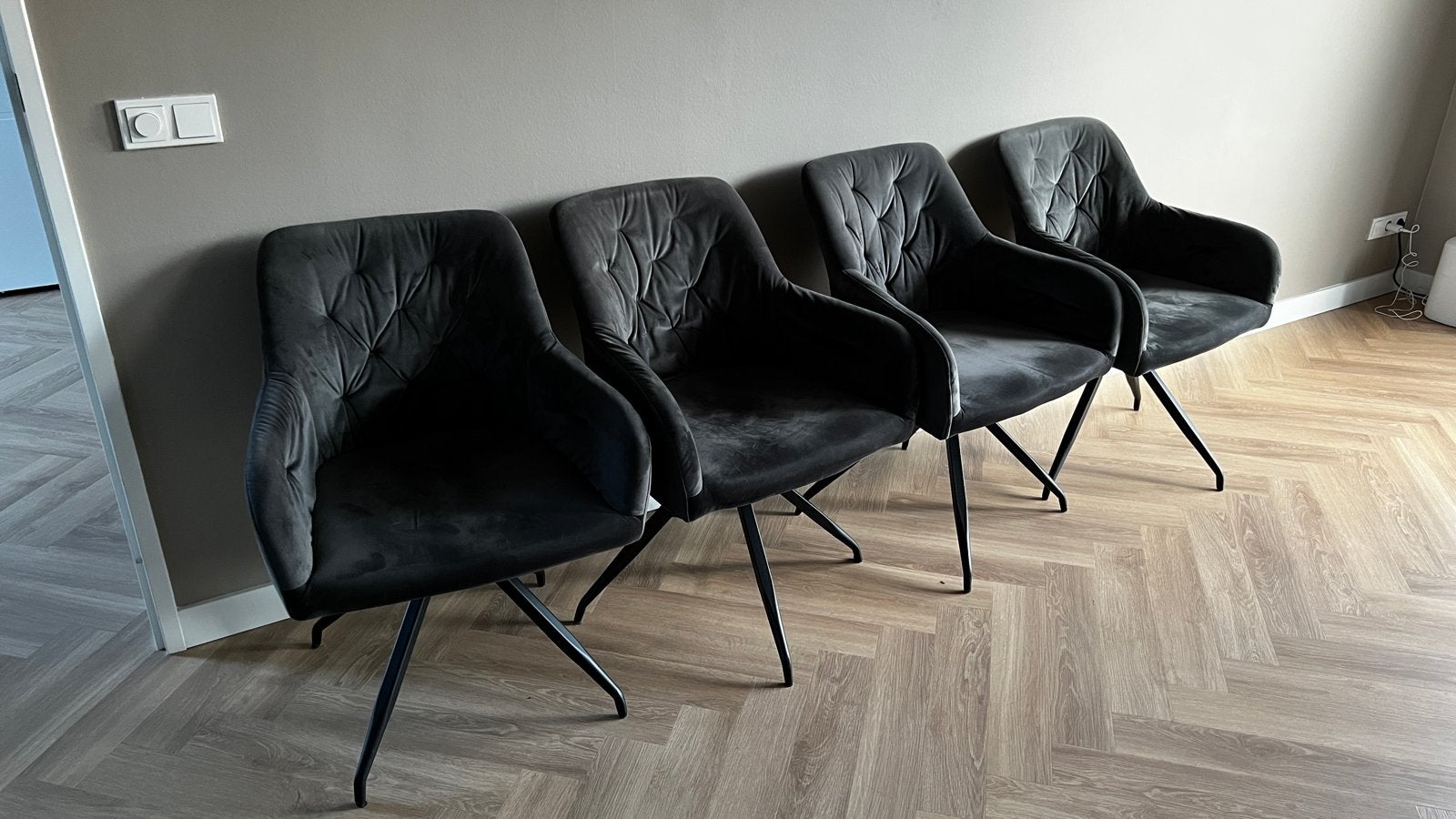 X4 draaibare eetkamerstoelen - SetOne by Musterring, Huis en Inrichting, Stoelen, Ophalen, Gebruikt, Vier, Stof