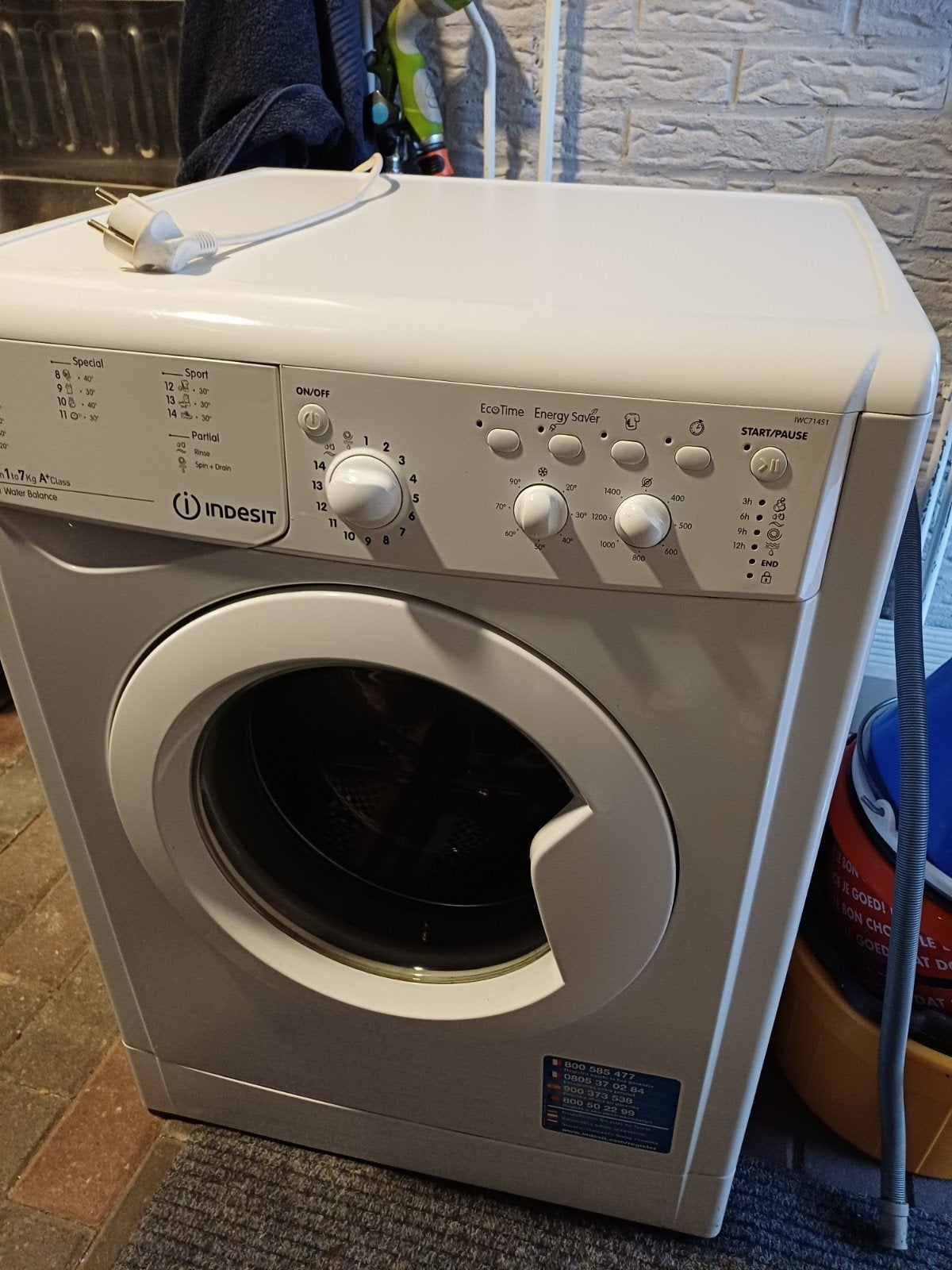 Indesit Voorlader Wasmachine (ca. 2013) - 7kg, A+ Klasse, Ophalen