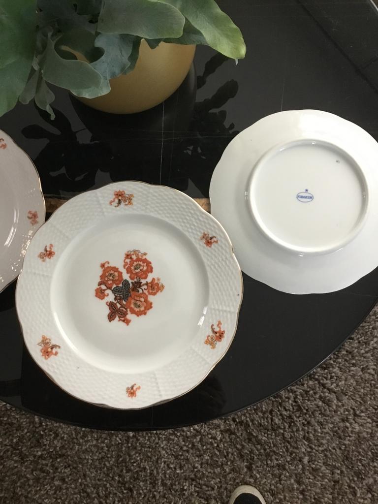 12 Meissen Porseleinen Ontbijtbordjes/Gebaksbordjes Goudrand, Ophalen of Verzenden