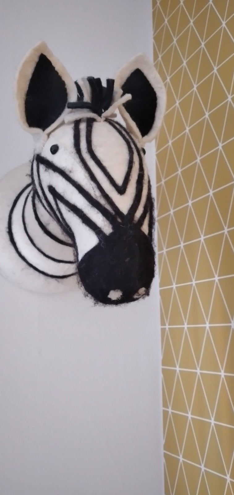 Vilten zebra hoofd wanddecoratie, Zwart, Textiel, Decoratieobject, Ophalen of Verzenden