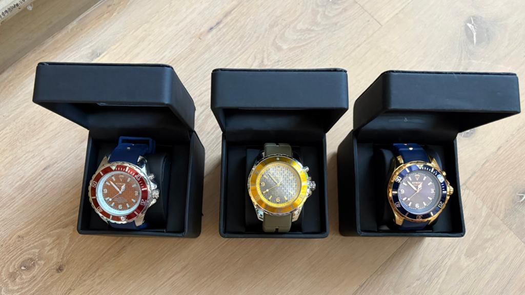 Kyboe ! The original Giant 48mm herenhorloges, Ophalen of Verzenden, Zo goed als nieuw, Leer, Overige merken