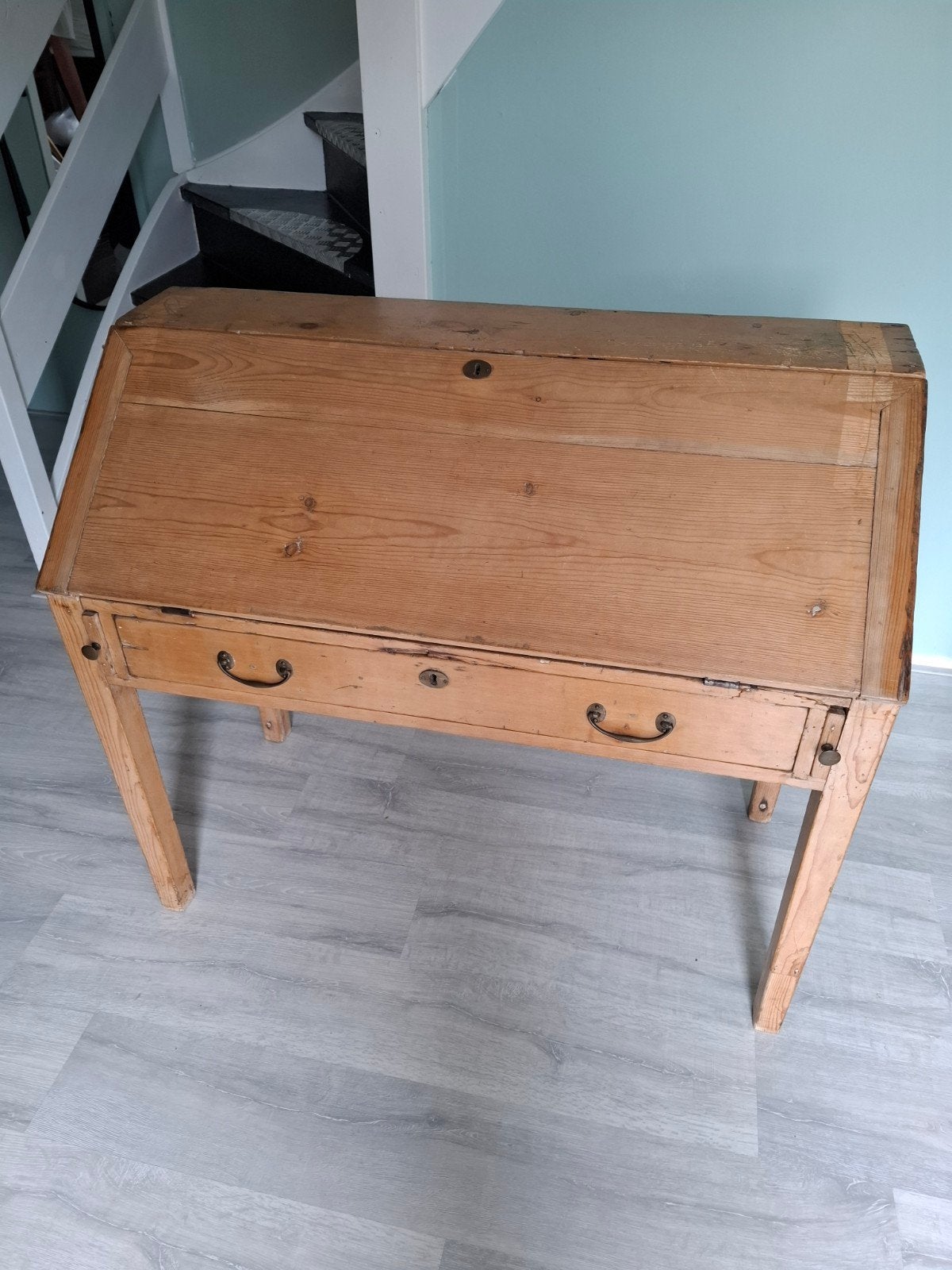 Antieke houten secretaire met vakken en lade, Huis en Inrichting, Kasten | Secretaires, Ophalen, Gebruikt