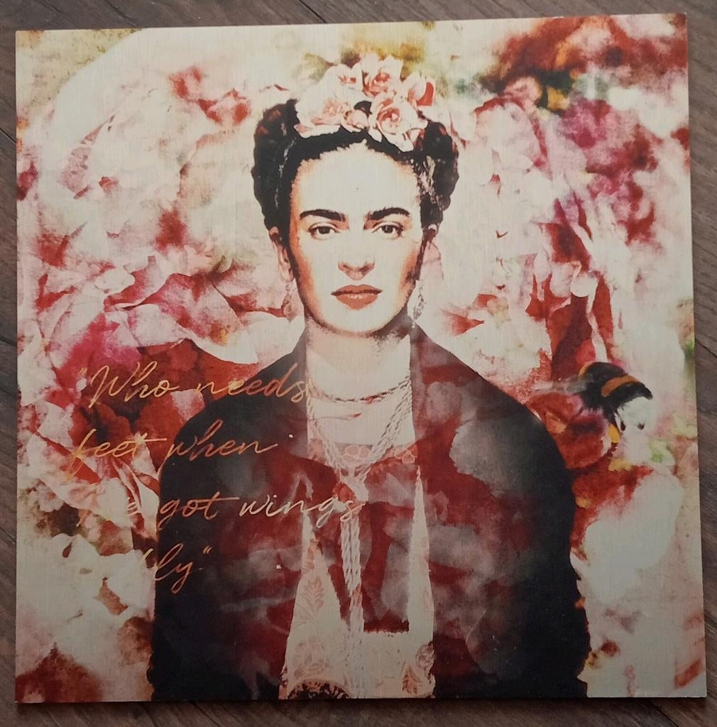 Frida Kahlo print op metaal, Minder dan 50 cm, ., Ophalen of Verzenden, .