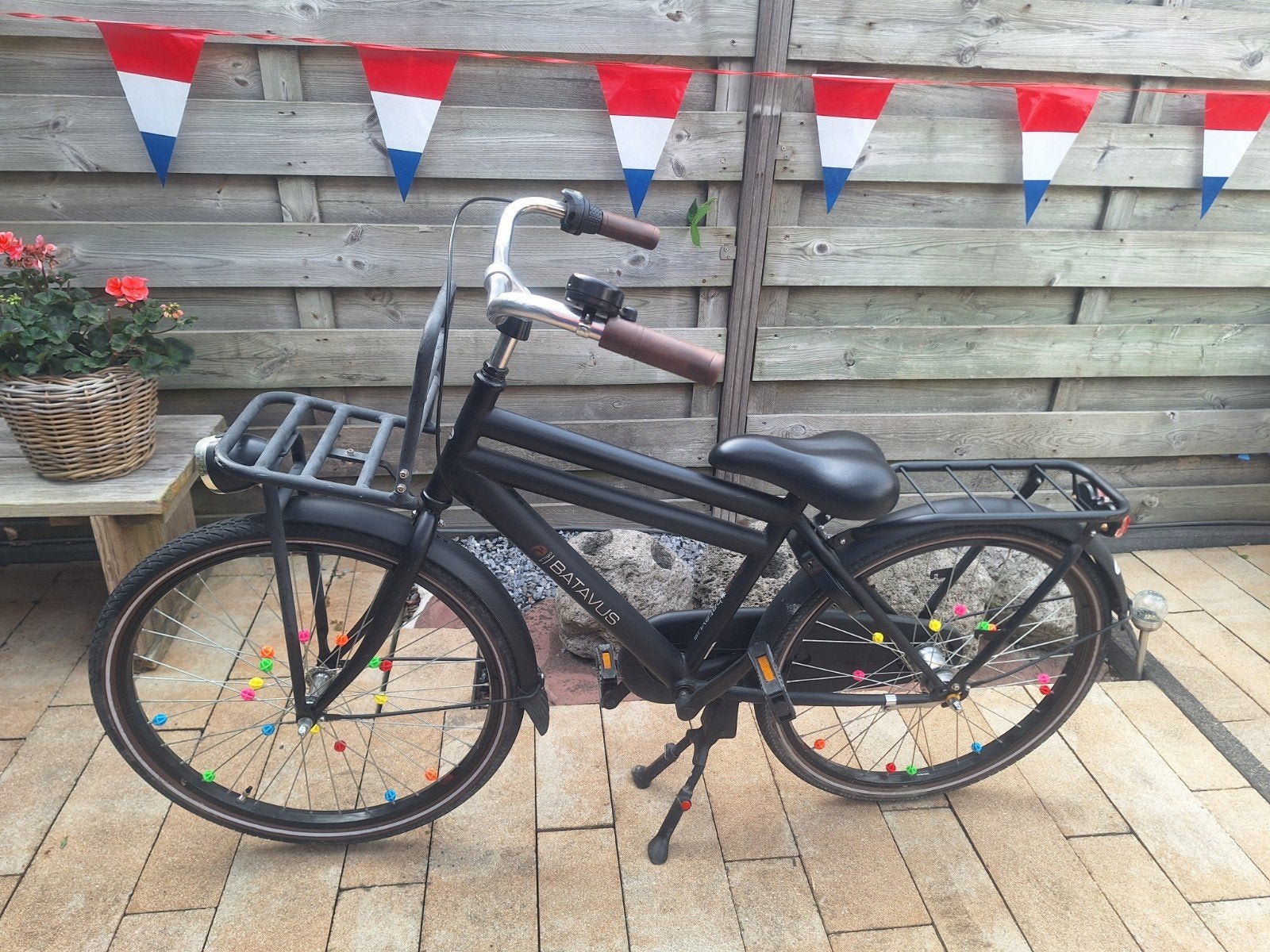 Batavus transportfiets, mat zwart, met voordrager, Ophalen, Gebruikt, Velgrem, Versnellingen