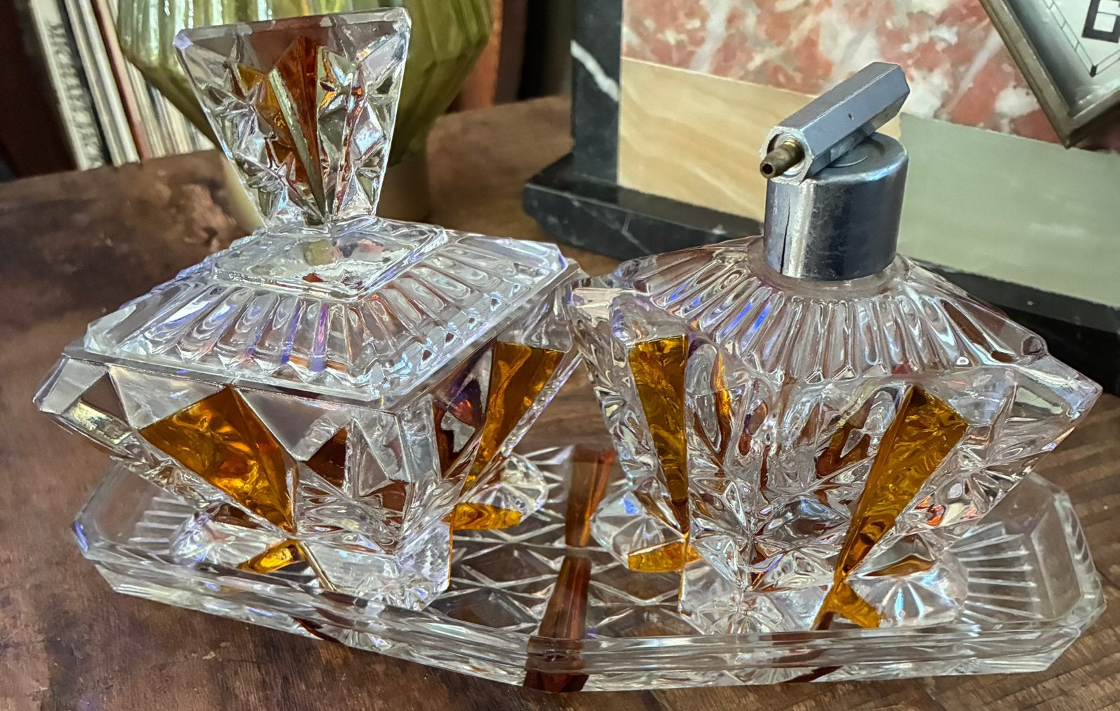 Prachtige vintage Art Deco toiletset uit de jaren 1930., Ophalen of Verzenden