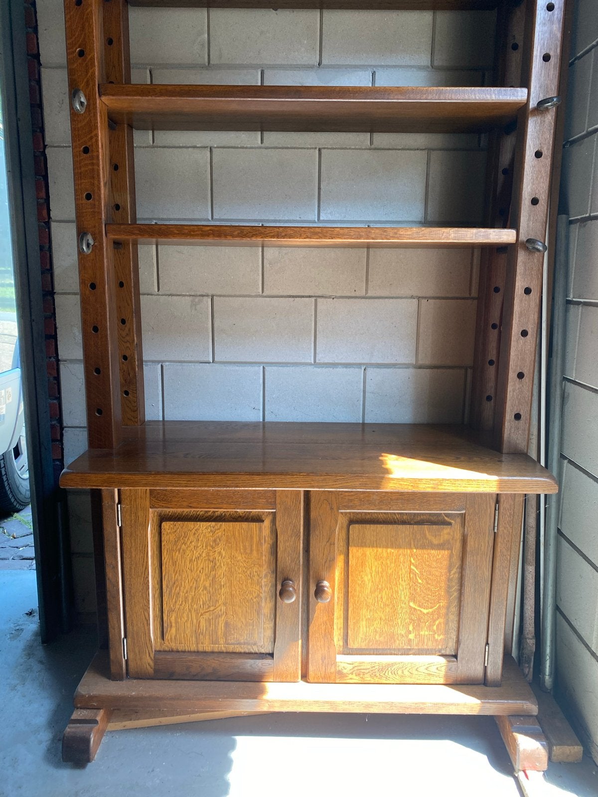 Eikenhouten boekenkast met onderkast (zgn. Kaaskast), Ophalen, Gebruikt, 100 tot 150 cm, 200 cm of meer