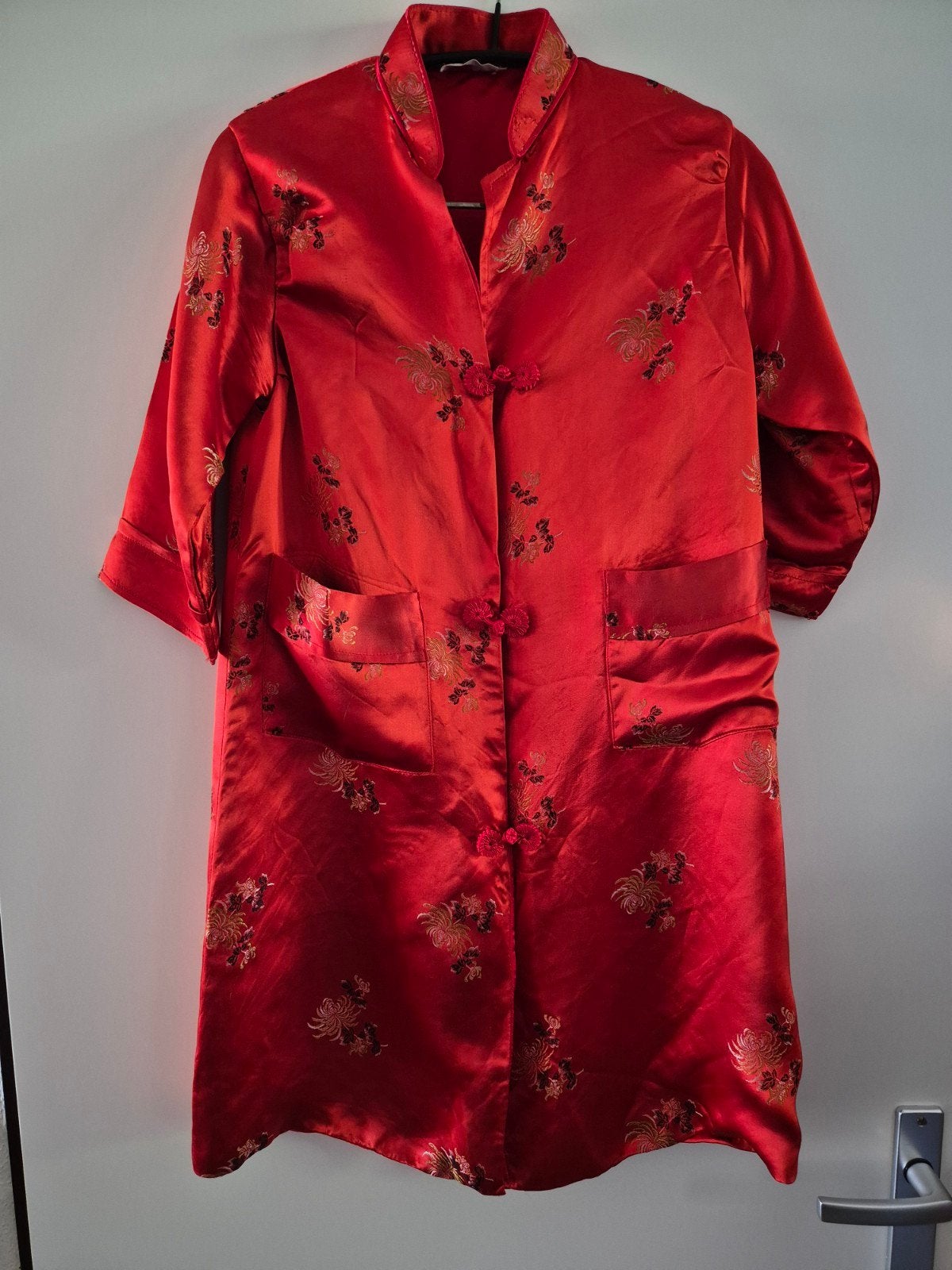 Origineel Chinees Oranje/Rood Glanzijde Jasje met Borduur, Ophalen of Verzenden, Zo goed als nieuw