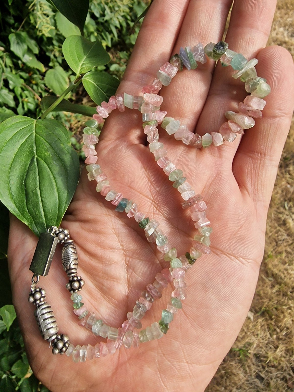 Natuurlijke Toermalijn Kristallen Ketting N829 - 50cm, Overige kleuren, Csj, Nieuw, Ophalen of Verzenden