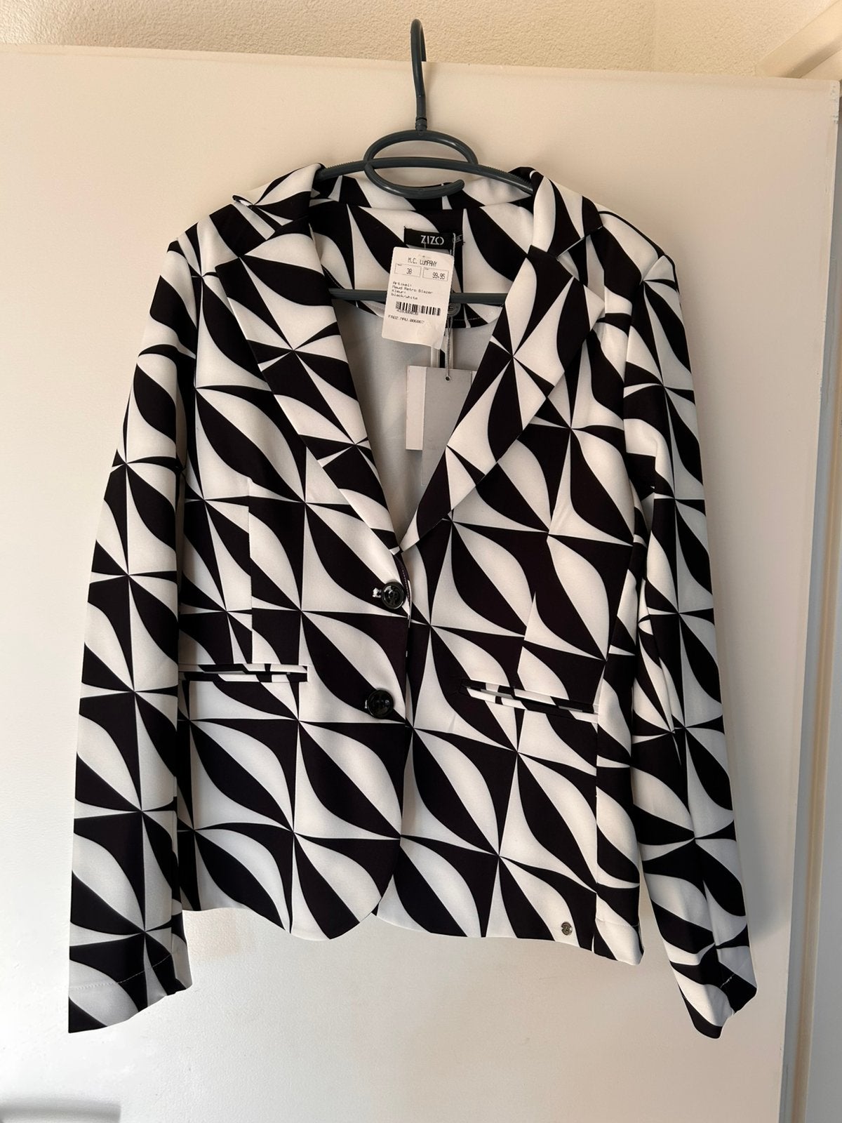 Zizo Travel Blazer, zwart/wit print, maat 38, Kleding | Dames, Jasjes, Kostuums en Pakken, Ophalen of Verzenden, Nieuw, Maat 38/40 (M)