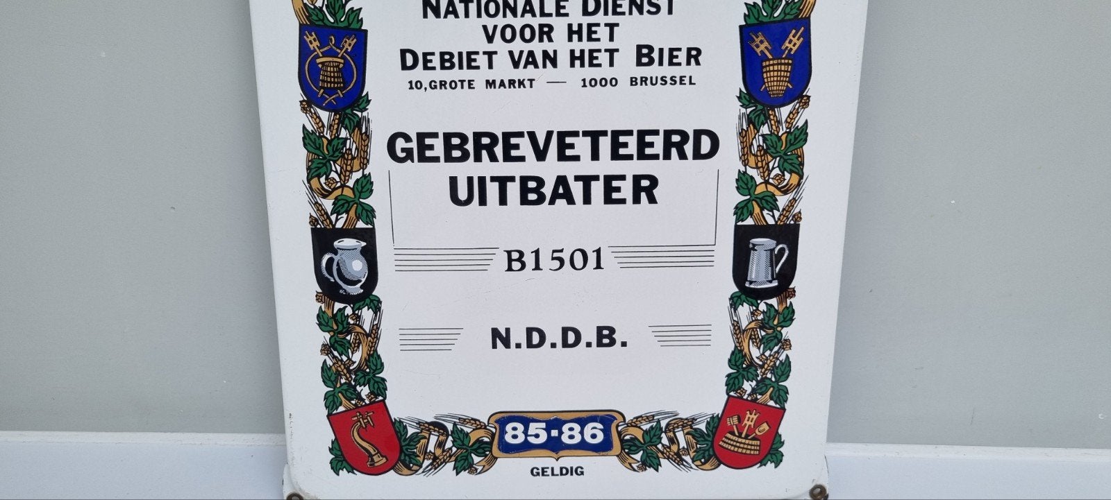 Emaille bord vergunning bier tap mancave bar, Ophalen of Verzenden, Gebruikt, Reclamebord