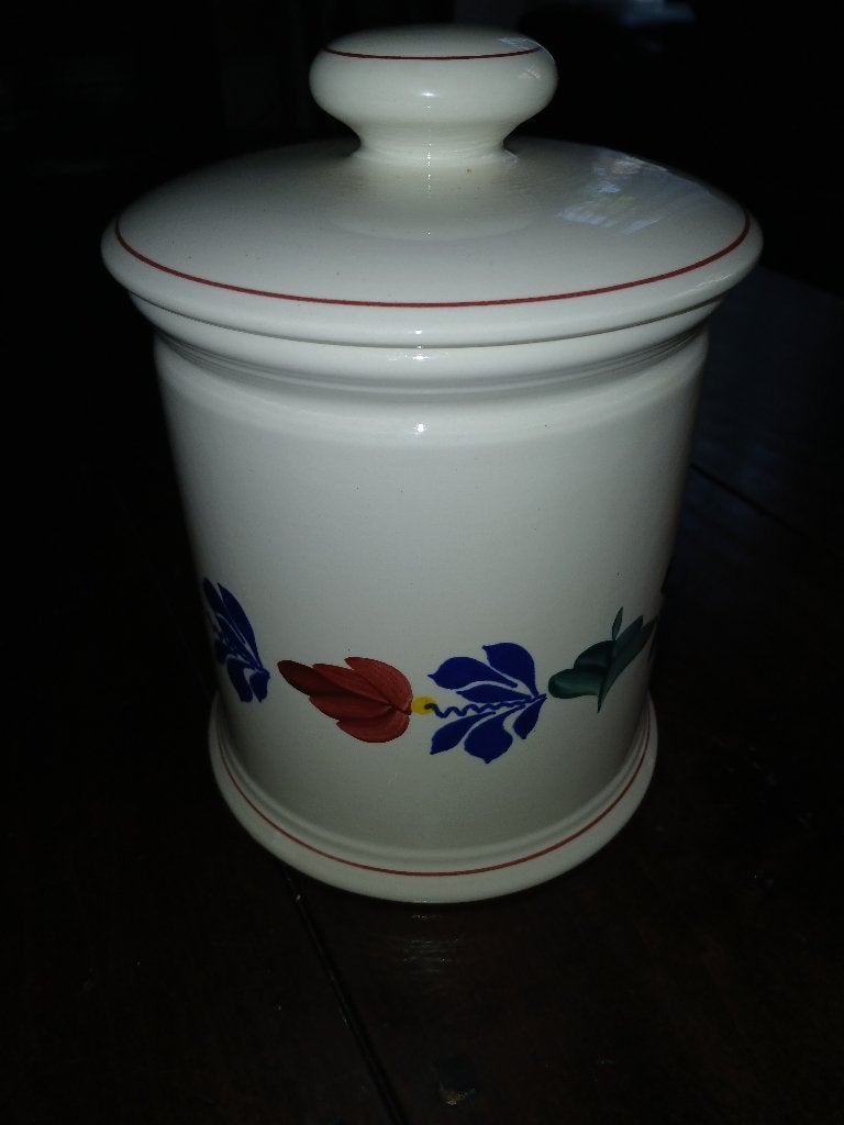 Boerenbont Boch voorraadpot met bloemmotief,H16xD14, Ophalen of Verzenden, Zo goed als nieuw, Royal Boch, Aardewerk