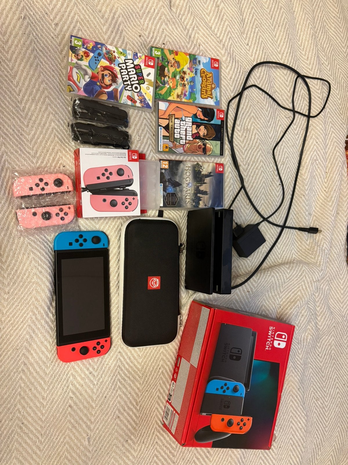 Nintendo Switch complete bundel + 4 games + extra Joy-Cons, Ophalen, Zo goed als nieuw, Switch Original