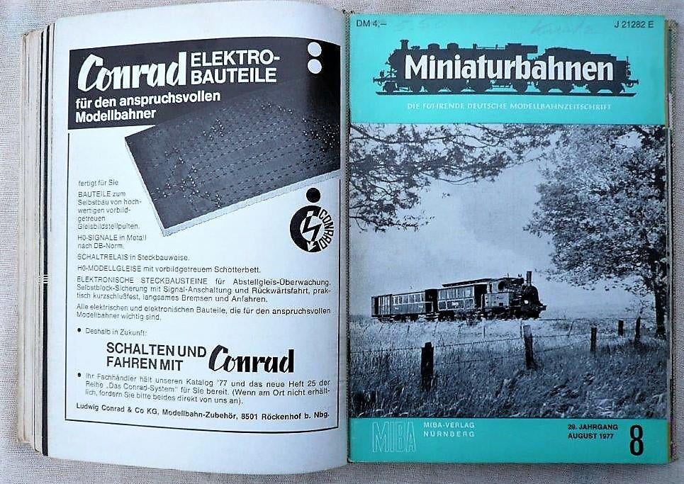 Miniaturbahnen jaargang 1977.Duitse taal.model en 1/1 spoor., Gebruikt, Fleischmann, Gelijkstroom of Wisselstroom, Boek, Tijdschrift of Catalogus