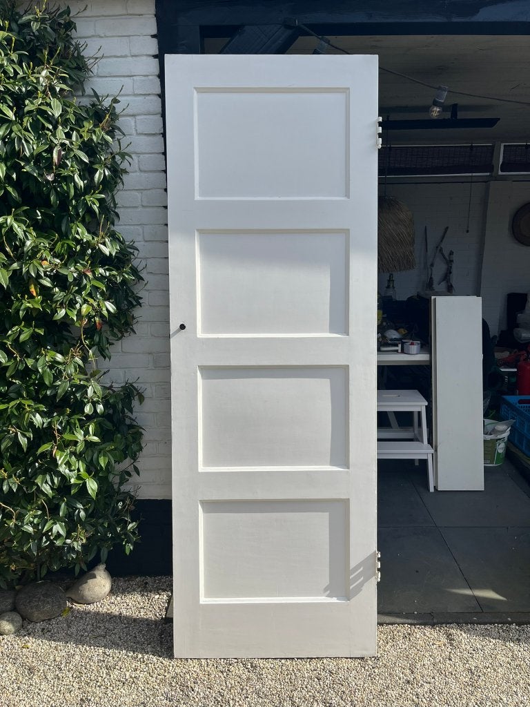 2 massief houten paneeldeuren wit - 73 x 210 cm - 4 panelen, Ophalen, Gebruikt, Minder dan 80 cm, Binnendeur