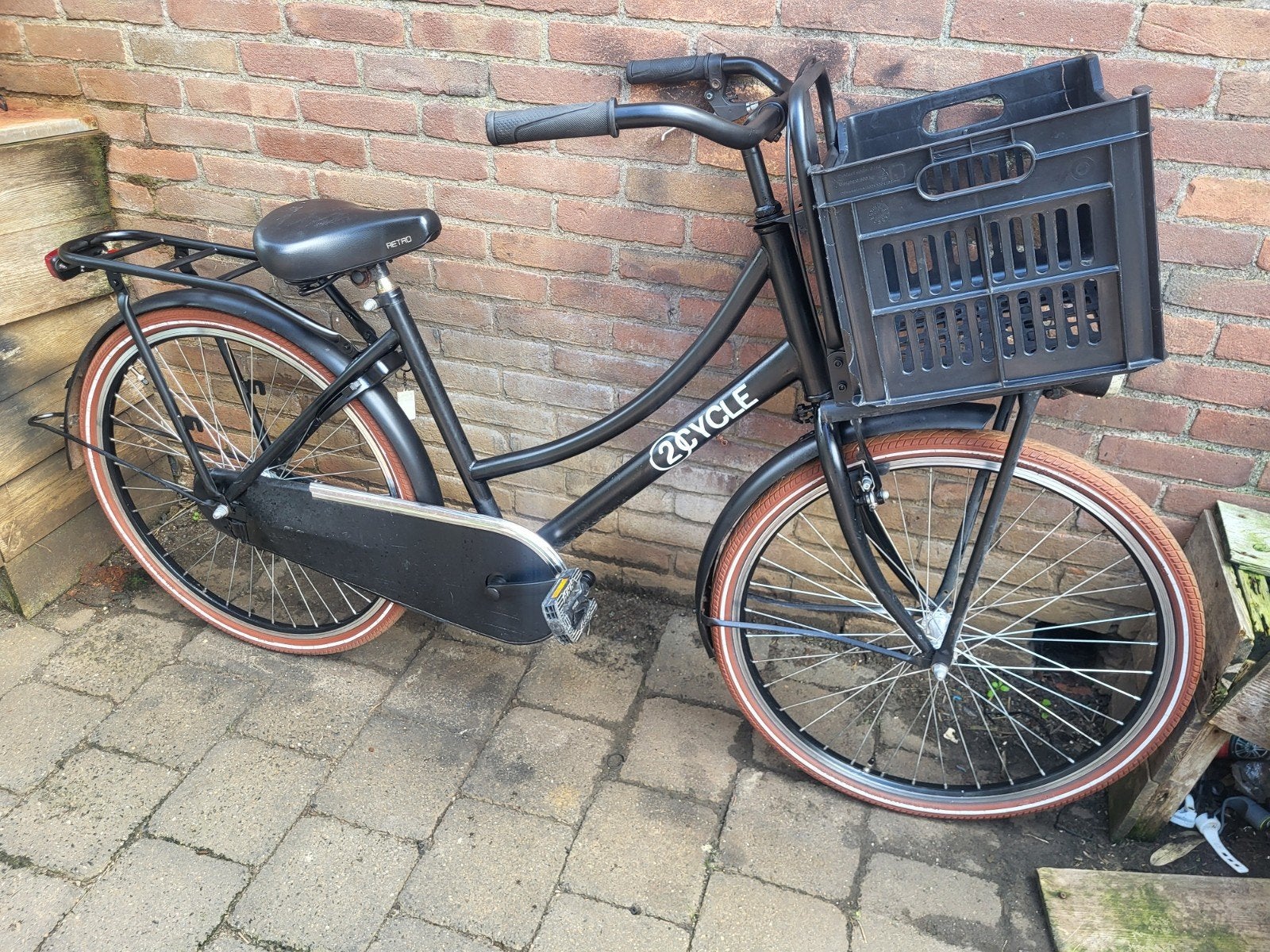 Zwarte 26inch 2Cycle transportfiets nw licht etc v.a 9jaar, Terugtraprem, Gebruikt, Handrem, 2Cycle