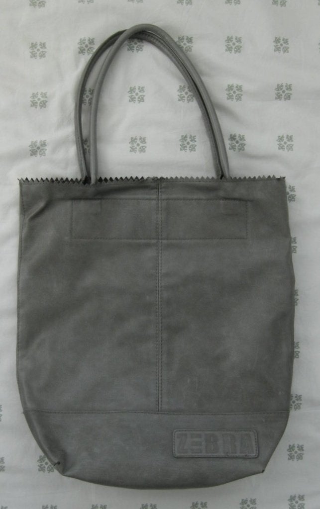 Zebra grijze tas, shopper met binnentasje, werk tas A4, leer, Ophalen of Verzenden, Zo goed als nieuw, Grijs, Shopper