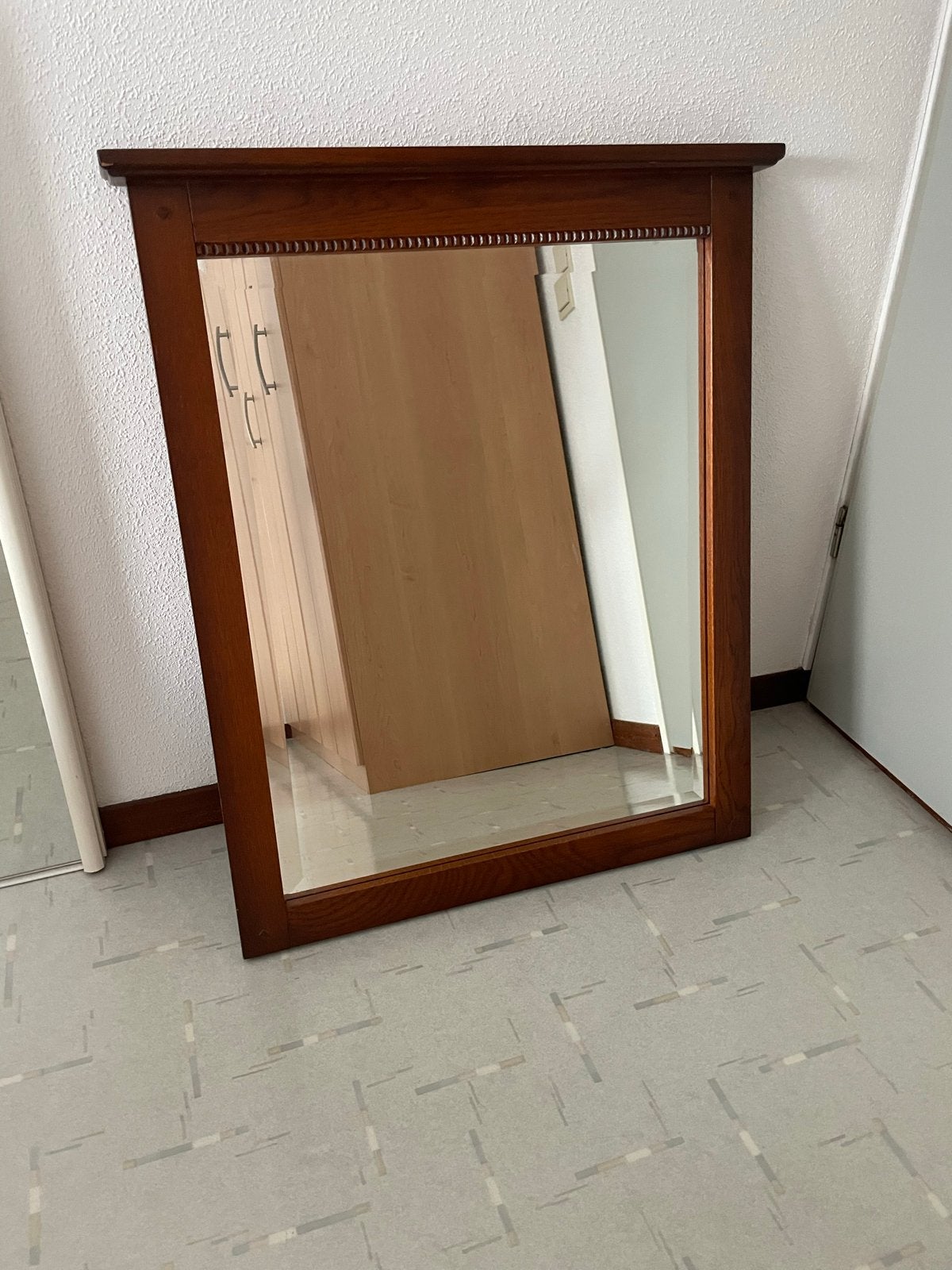 Spiegel met eikenhouten lijst - 78x66 cm, Ophalen, Gebruikt, Minder dan 100 cm, Rechthoekig