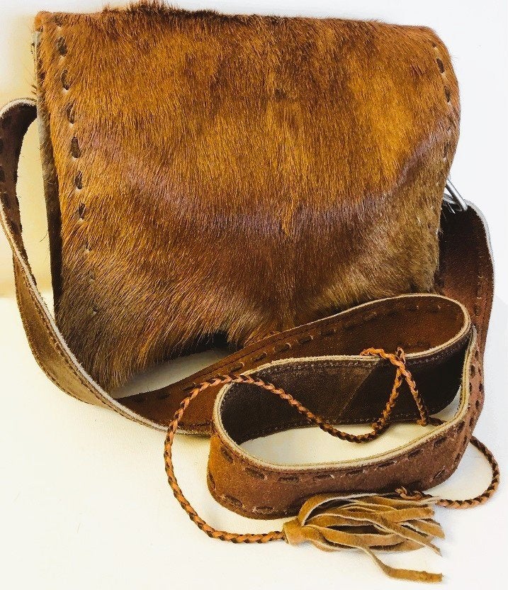 Vintage leren schoudertas - jager outdoor - cowboy tas bruin, Ophalen of Verzenden, Zo goed als nieuw, Bruin, Leer
