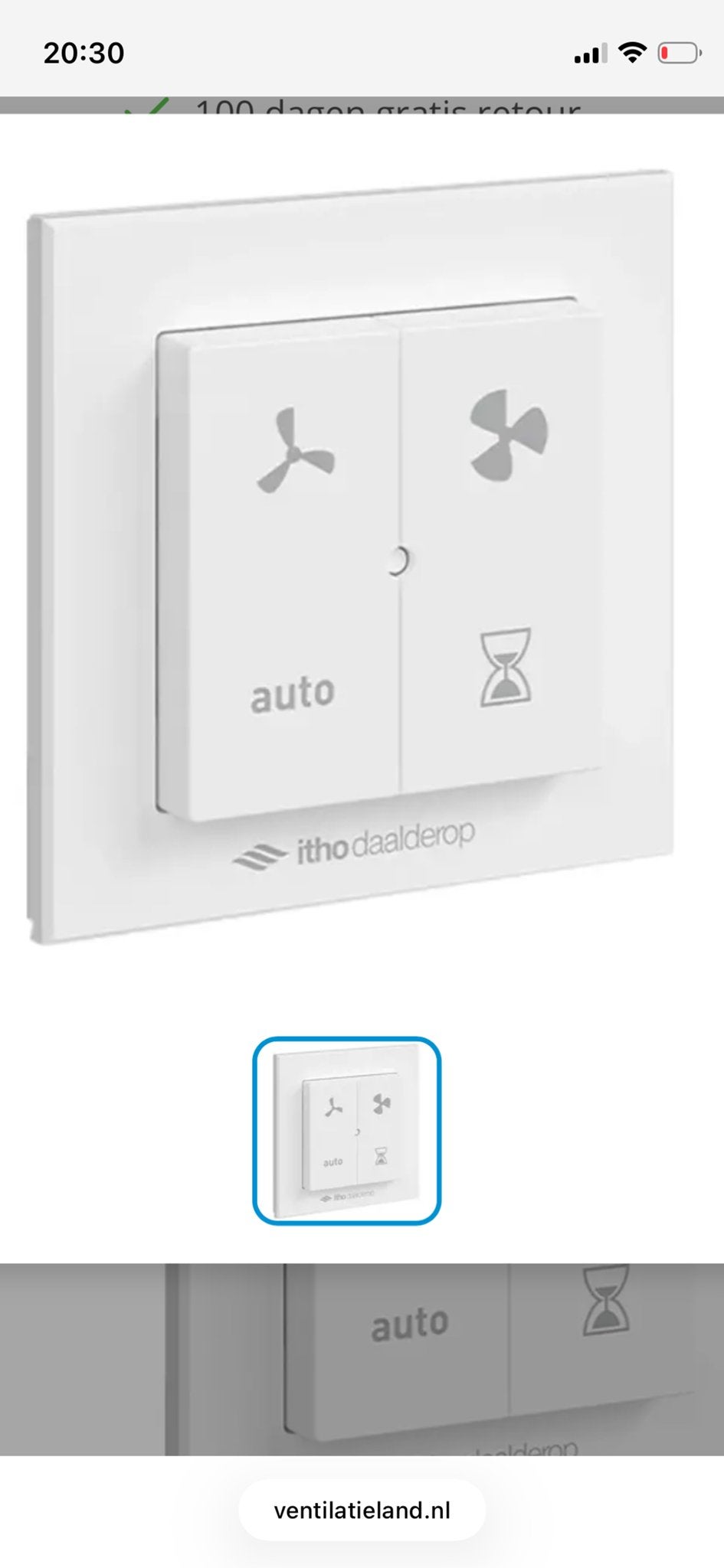 Itho Daalderop RFT-N auto afstandsbediening ventilatiebox, Doe-het-zelf en Verbouw, Ventilatie en Afzuiging, Ophalen of Verzenden