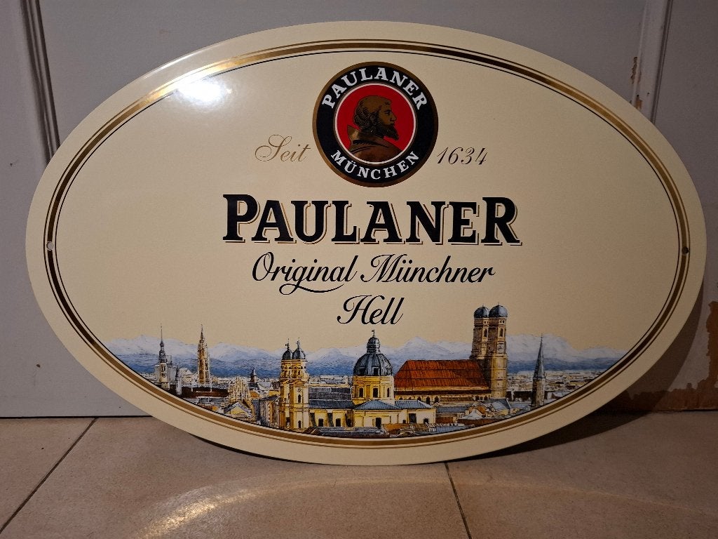 Emaillebord Paulaner, Verzamelen, Biermerken, Ophalen of Verzenden, Nieuw, Reclamebord, Plaat of Schild, Overige merken