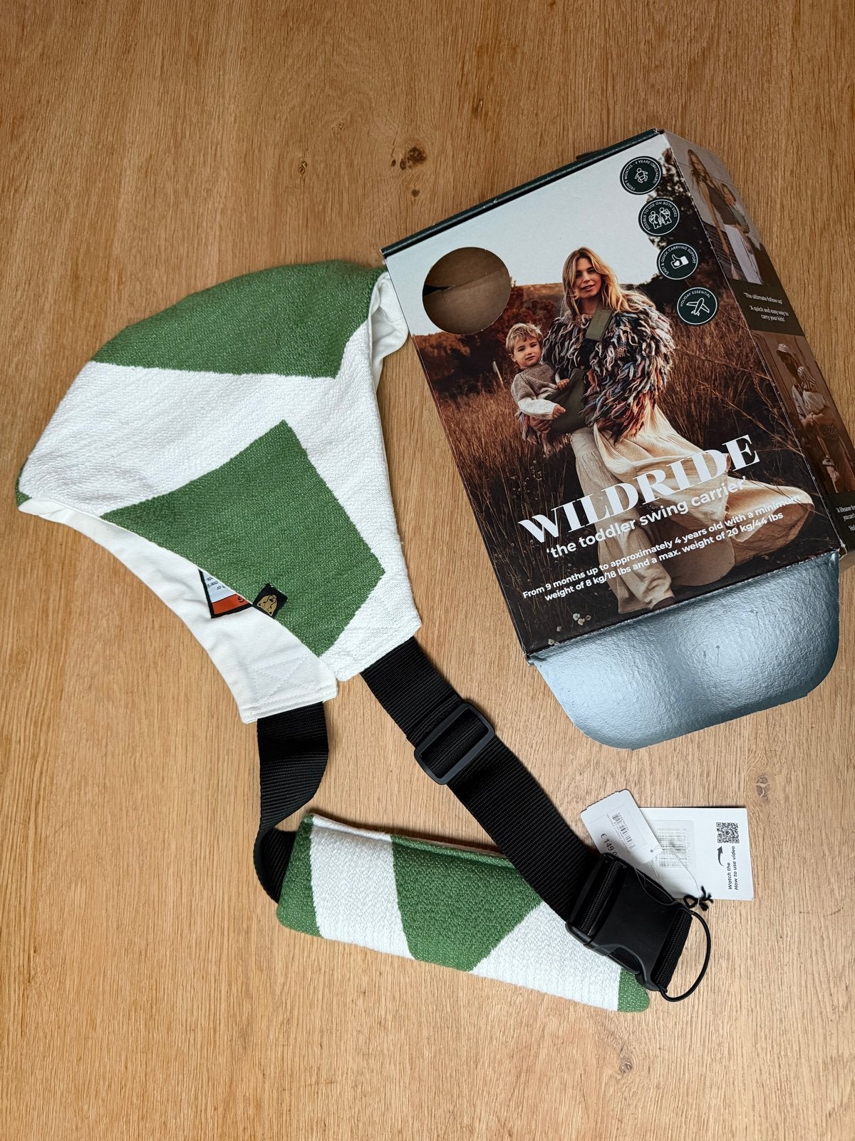 Wildride Peuter Draagzak - Groen/Wit - Nieuw in Doos, Overige merken, Zij, Nieuw, Ophalen of Verzenden