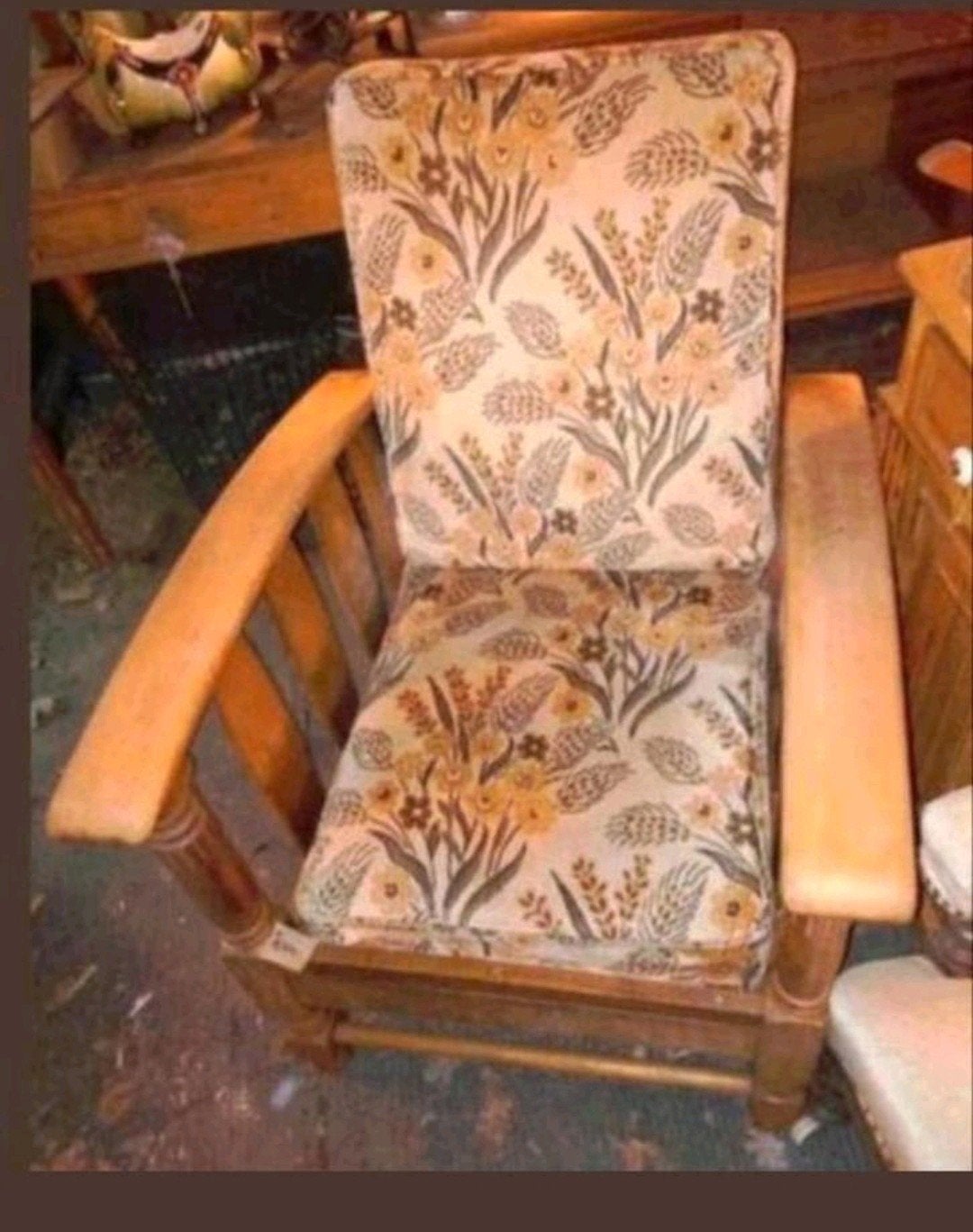 Vintage fauteuil / rookstoel met bloemenprint, Ophalen of Verzenden