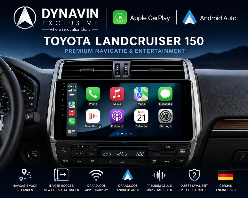 Dynavin Toyota landcruiser 150 navigatie carplay android 15, Ophalen of Verzenden, Dynavin, VERKOOP@INBOUWNAVIGATIE.COM, Oberonweg 262 3208pg