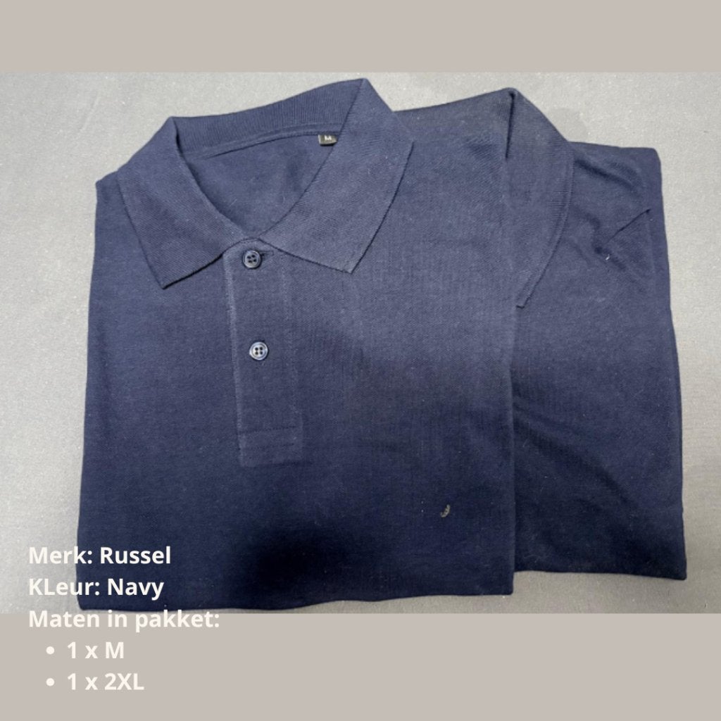 2 nieuwe Russell polo’s navy – maat M & 2XL, Ophalen of Verzenden, Nieuw, Maat 46/48 (XL) of groter