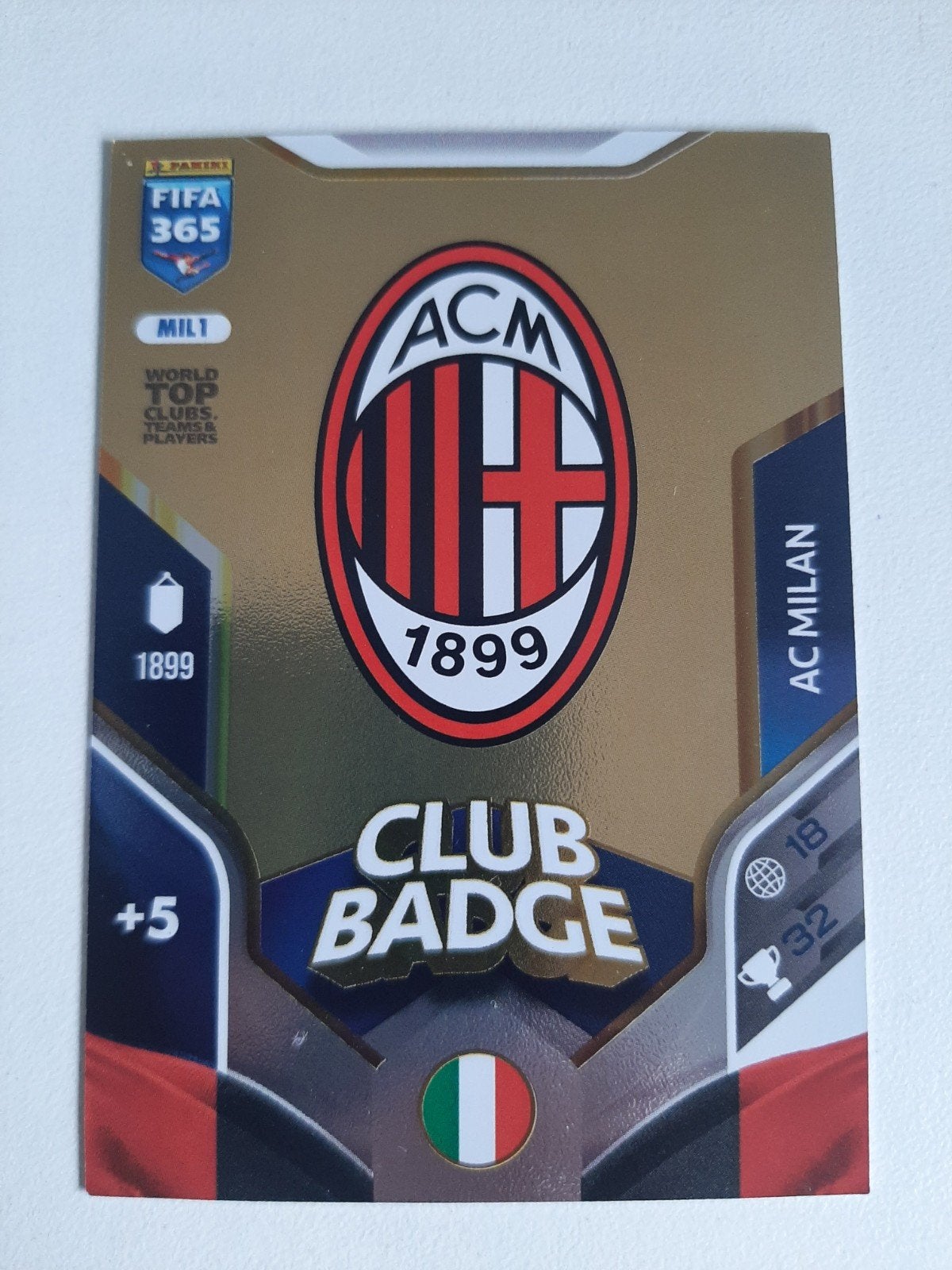 Panini FIFA 365 Adrenalyn XL AC Milan Club Badge kaart, Ophalen of Verzenden, Zo goed als nieuw, Speelkaart(en)