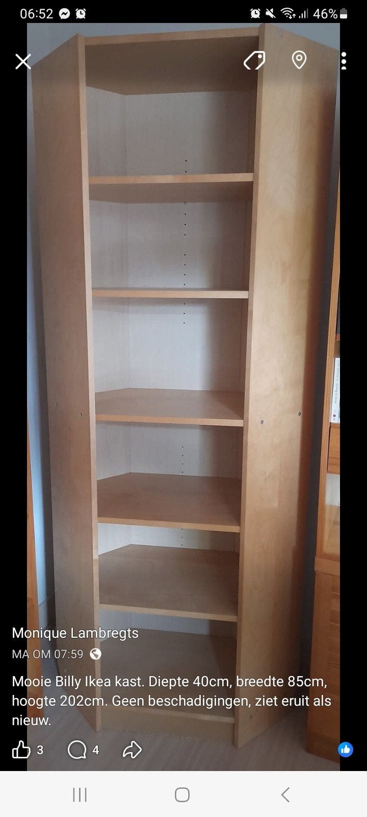 Zo goed als nieuwe Billy Ikea kast, Ophalen