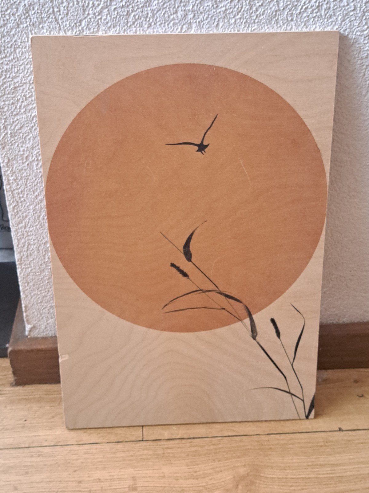 Houten paneel met "zen " afbeelding, Ophalen of Verzenden, Minder dan 50 cm, Schilderij, Minder dan 50 cm